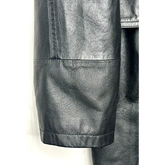 Sequence Womens Leather Jacket Lined Pockets Collar Full Zip Black Size 16 - Picture 8 of 16
